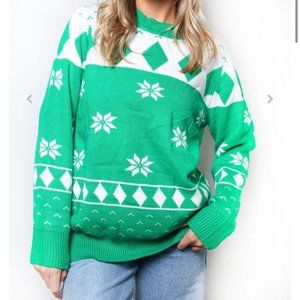 NWT! Lovely Green and White Holiday Sweater